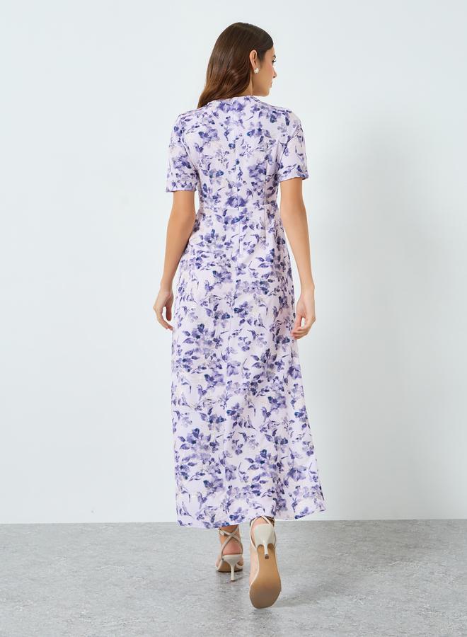 ستايلي فستان طويل مطرز بالزهور - Image 4